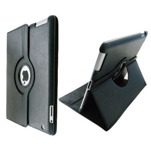 Ctech 360 Degrees Rotating Stand (black) Leather Case for iPad 2 2nd generation