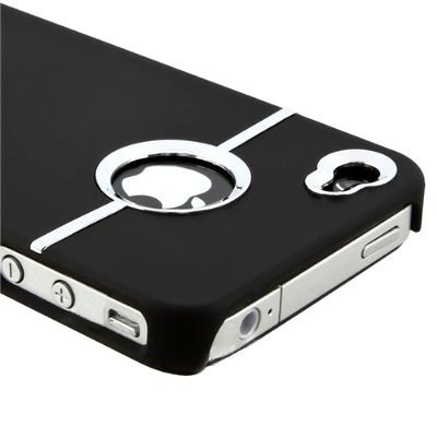 Deluxe Black Case Cover W/chrome for Iphone 4 4G 4S AT&T Verizon Sprint