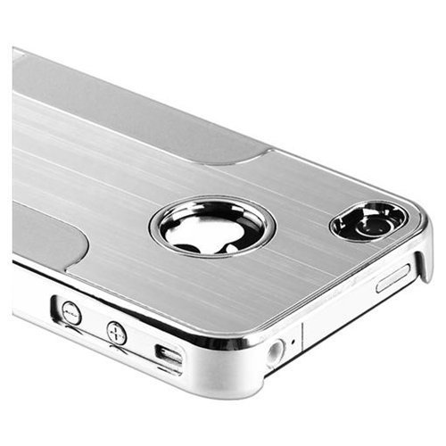 Premium Chrome Aluminum Skin Hard Back Case Cover for Apple iPhone 4 4G 4S Silver