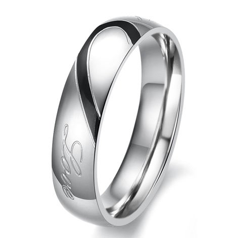Lover's Heart Shape Titanium Stainless Steel Promise Ring 