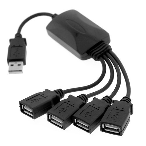 Black 4-Port High Speed USB 2.0 Hub