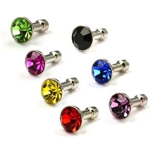 COSMOS ® Diamond Style 3.5mm Pack of Blue/Purple/Hot Pink/Green/Black/Red/Gold Anti-dust Plug Stopper for iPhone 3G 3GS 4 4S IPAD IPAD 2 3 (The new iPad)and other 3.5mm earjack + Free Cosmos cable tie