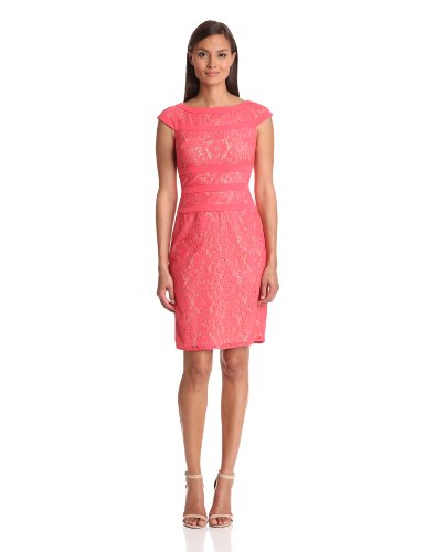 Adrianna Papell Women's Lace Sheath Dress, Pink, 6