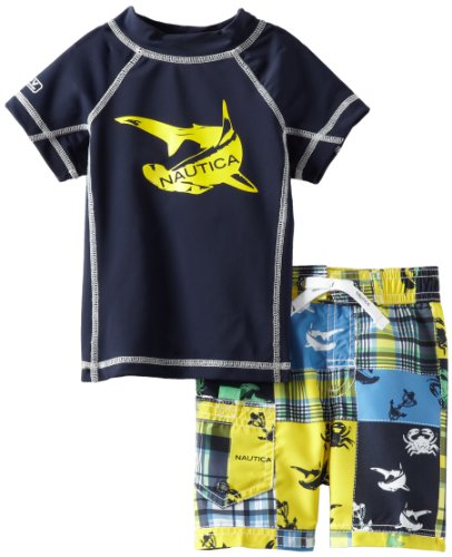 Nautica Baby-Boys Infant 2 Piece Rashguard Set, Sport Navy, 24 Months