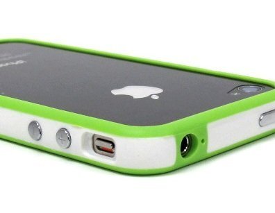 White and Green Premium Bumper Case for Apple iPhone 4 - AT&T