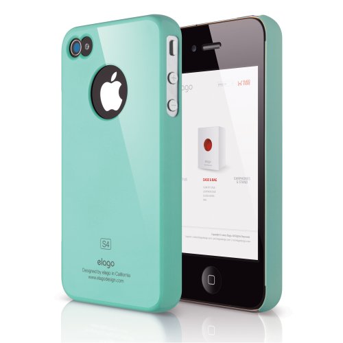 ELAGO EL-S4SM-CBL-BA S4 Slim Fit Case for AT&T, Sprint, Verizon iPhone 4/4S - 1 Pack - Retail Packaging - Coral Blue
