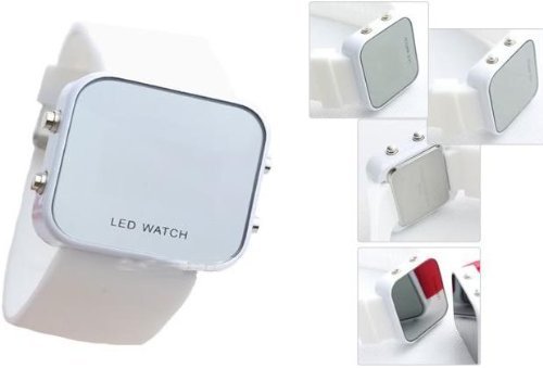Mirror Men Lady LED Digital Sport Unisex Watch Gift Jelly(Only White Now)