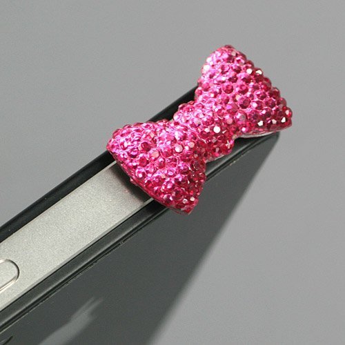 ZuGadgets Magenta / Earphone jack accessory / Bow Dust Plug / Ear Cap / Ear Jack For iPhone / iPad / iPod Touch / 3.5mm-7232-3