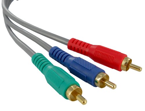 50 Ft Gold-Plated Grey Component Video Cable, 3 RCA, HDTV