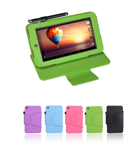 i-UniK Slim HP Slate 7 Tablet Case Multi-Angles / Standing Android Jelly Bean 4.1 Cover [ w/ Bonus Stylus Pen] - (LIGHT GREEN)