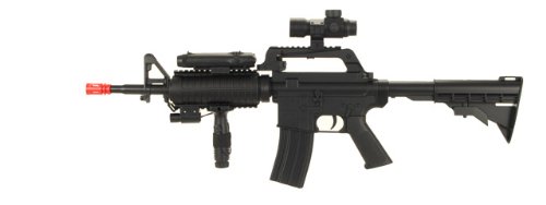 M16-A4 Airsoft Rifle with LED illuminator, laser sight & adjustable gun stock