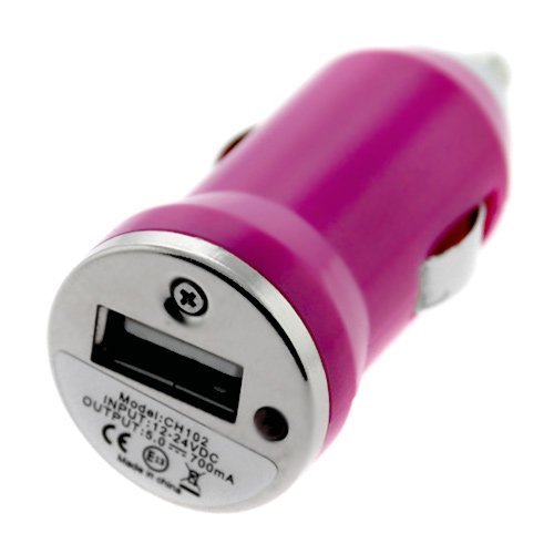 USB Car Charger Vehicle Power Adapter - Hot Pink for Apple iPhone 4 4G 16GB / 32GB 4th Generation