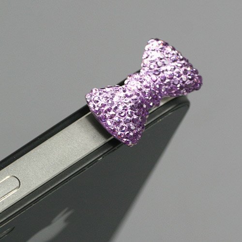 Purple / Earphone jack accessory / Bow Dust Plug / Ear Cap / Ear Jack For iPhone / iPad / iPod Touch / 3.5mm (7232-5)