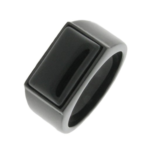 Men's Stainless Steel Black Onyx Black Ion-Plated Ring, Size 11