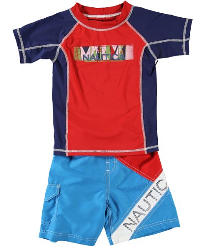 Nautica Boys 2-7 Swim Baseball T-Shirt And Trunk Set With Rash Guard,Sport Navy,3