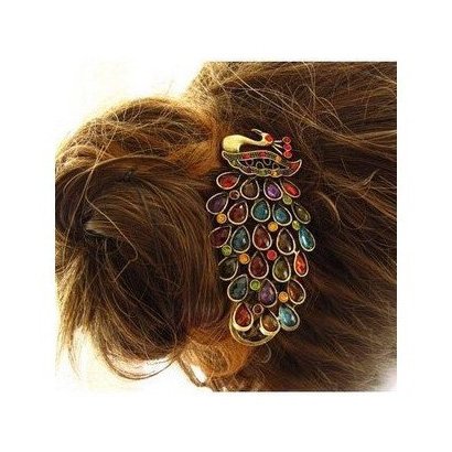 SODIAL(TM) Lovely Vintage Jewelry Crystal Peacock Hair Clip