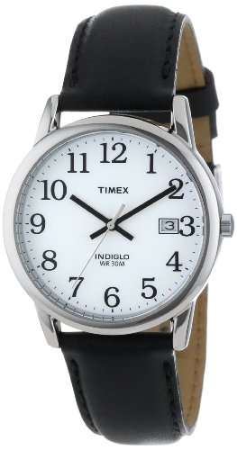 Timex Men's T2H281 Easy Reader Black Leather Strap Watch