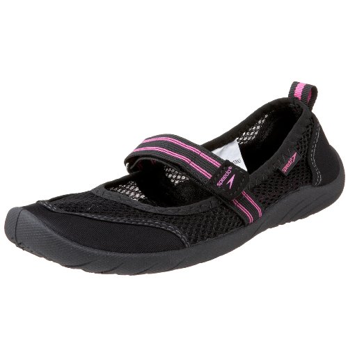 Speedo Women's Beach Runner Water Shoe,Black/Hot Pink Noir/Roseeclstant,8