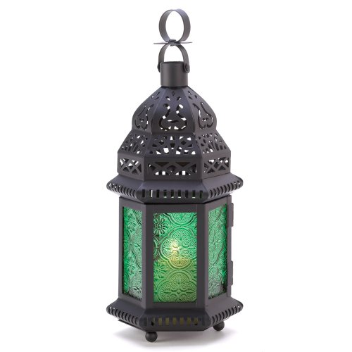 Gifts & Decor Green Glass Moroccan Candle Holder Hanging Lantern